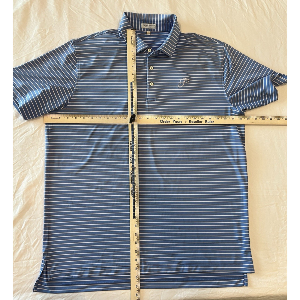 PETER MILLAR XL Summer Comfort Polo Mens Blue- White Stripe Golf Vacation Preppy - Picture 7 of 13